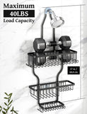 YASONIC Shower Caddy Hanging - Never Rust Shower Organizer - Aluminum Over The Head Caddy with 10 Hooks for Razor/Sponge - Rack with Soap Basket - Silver - Homesidy.com