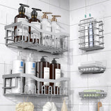 EUDELE 5 - Pack Rustproof Stainless Steel Shower Caddy Set– No Drill Adhesive Bathroom Organizer, Space - Saving Shower Shelves for Apartment Essentials, Bathroom/Kitchen Storage Home Decor - L Size - Homesidy.com