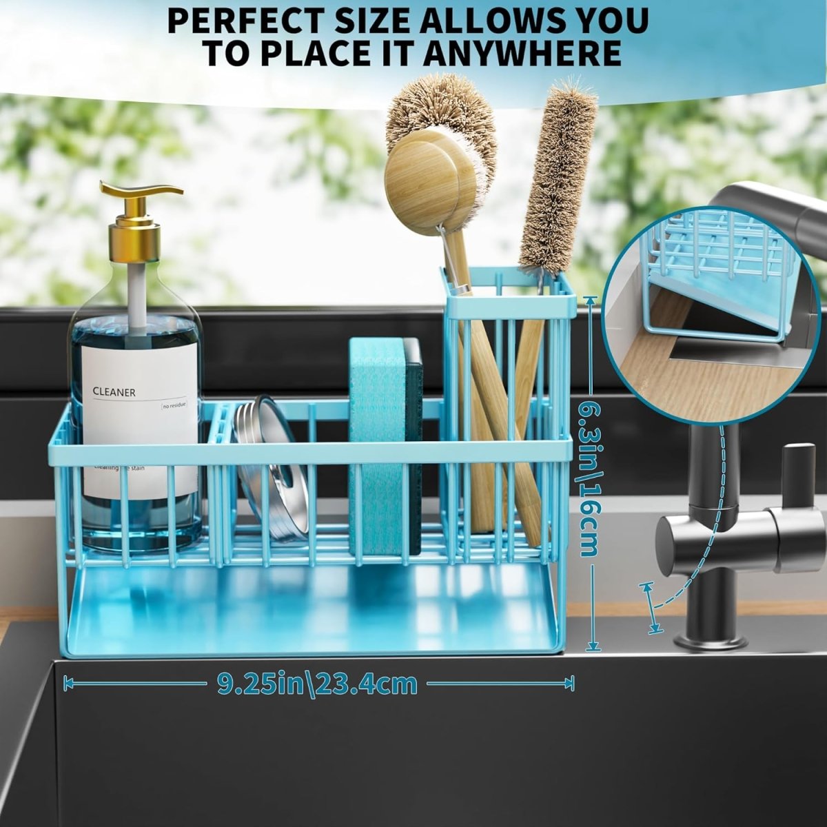 Cisily Kitchen Sink Caddy Organzier with High Brush Holder, Sponge Holder for Sink, 304 Rustproof Stainless, Kitchen Countertop Soap Dispenser Organizer, Kitchen Decor and Accessories - Homesidy.com