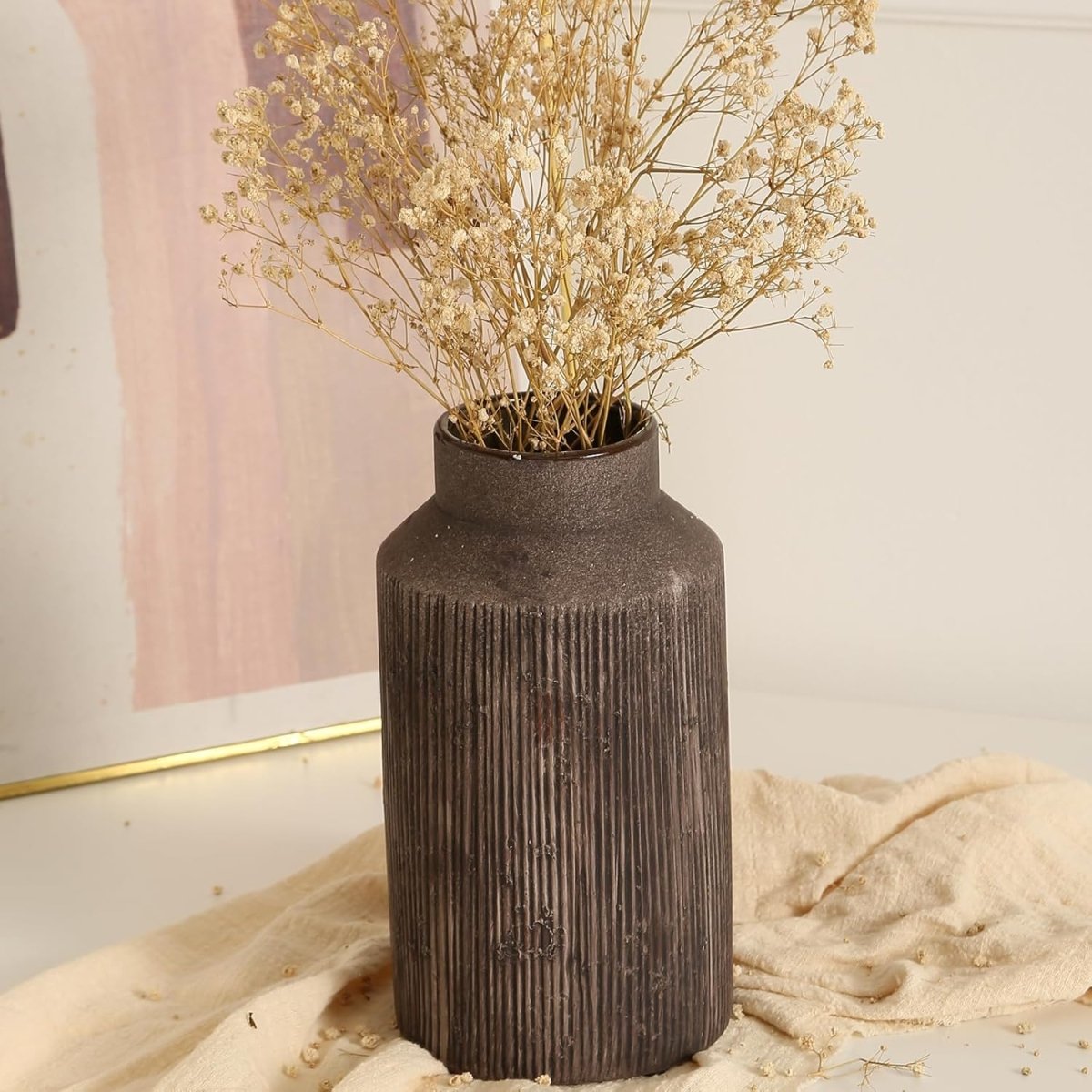 Rustic Vases for Home Decor. Ceramic Vase for Dining Table Decor. Terracotta Decorative Vase 6.1IN. ZSHLXM - Homesidy.com
