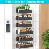 HuggieGems Metal 4 Pack Magnetic Spice Storage Rack Organizer for Refrigerator and Oven, Black Fridge Organizers and Storage - Homesidy.com