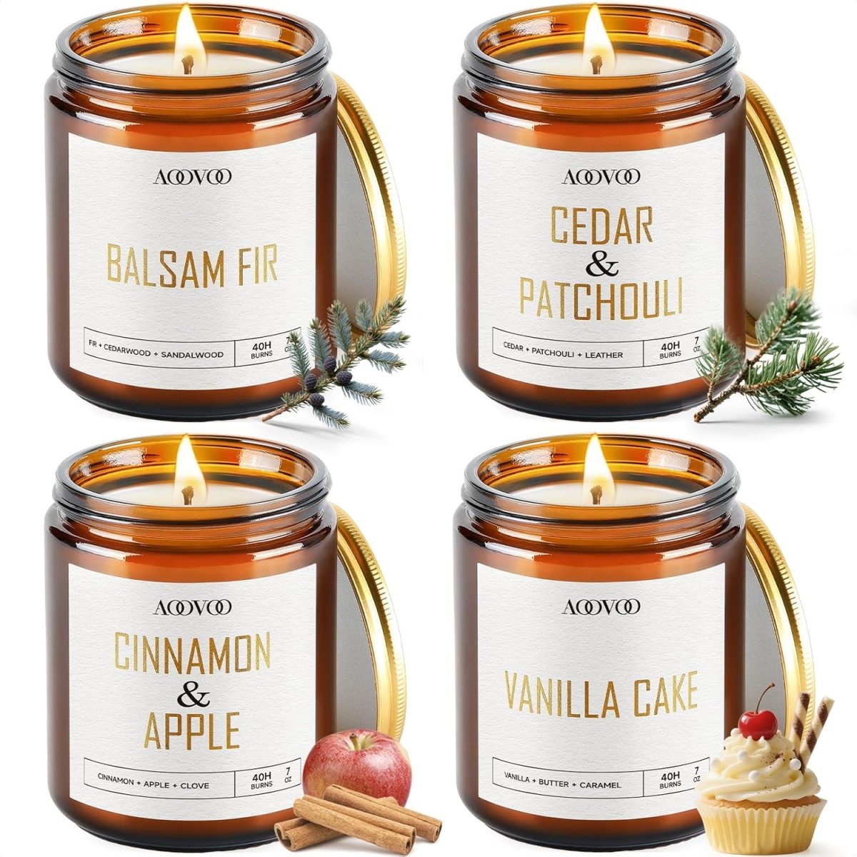 AOOVOO Scented Candles - 4PC Candle Set, 36 oz Soy Candles, Soy Candle for Home Scented, Lavender/Vanilla/Eucalyptus/Sage - Homesidy.com