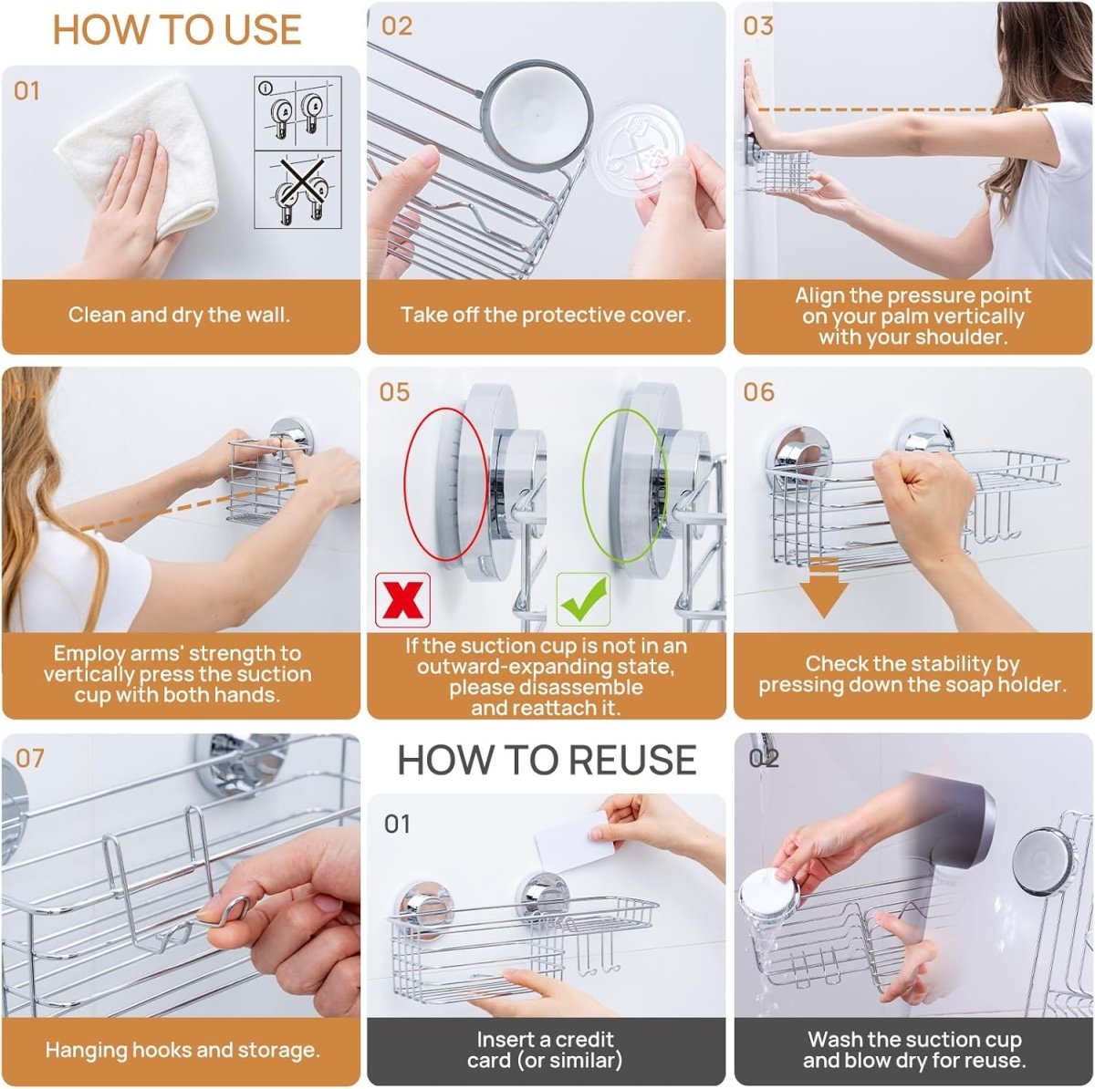 LEVERLOC Shower Caddy Suction Cup, 2 Pack Shower Shelves for Inside Shower with Hooks &amp; Soap Holder, NO - Drilling Bathroom Shower Organizer, Rustproof Meatl Shower Holder Storage, Black - Homesidy.com