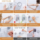 LEVERLOC Shower Caddy Suction Cup, 2 Pack Shower Shelves for Inside Shower with Hooks &amp; Soap Holder, NO - Drilling Bathroom Shower Organizer, Rustproof Meatl Shower Holder Storage, Black - Homesidy.com