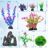 Ameliade Aquarium Artificial Plastic Plants Decorations and Rock Cave Decor Set Goldfish Betta Fish Tank Accessories Small Large Fish Bowl Ornaments - Homesidy.com