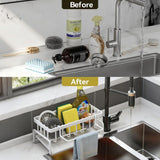 Lotgnimry Sponge Holder for Kitchen, Sink Caddy Organizer Rack for Kitchen Accessories, Soap Dispenser Countertop Organizer Essentials for Home (Black) - Homesidy.com