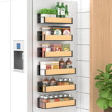 HuggieGems Metal 4 Pack Magnetic Spice Storage Rack Organizer for Refrigerator and Oven, Black Fridge Organizers and Storage - Homesidy.com