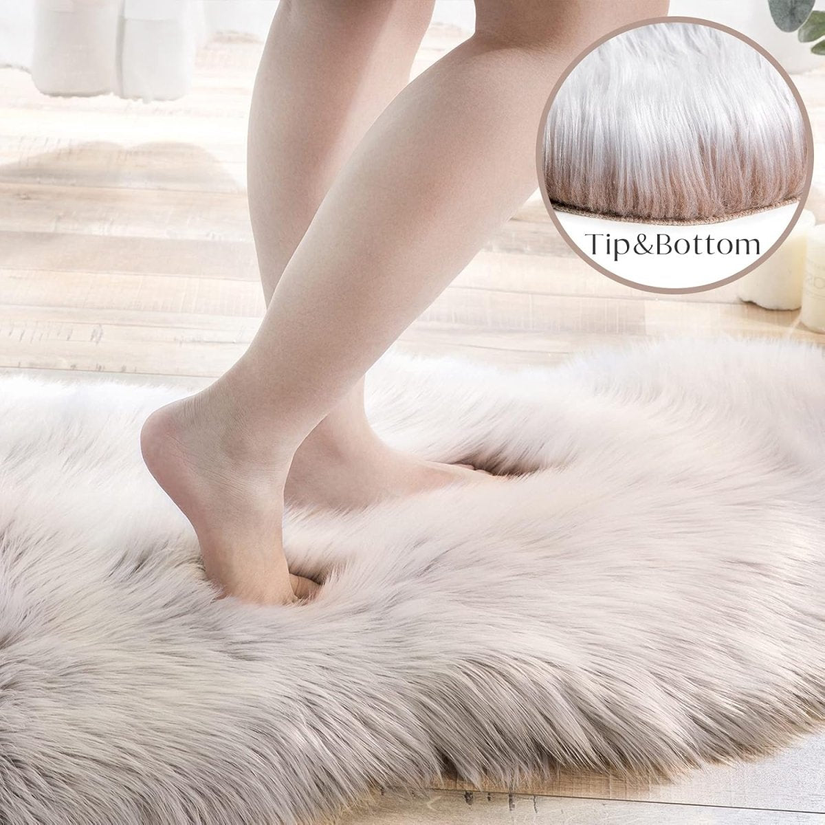 Ashler Faux Fur Rug, Fluffy White Small Sheepskin Rug, Ultra Soft 2x3 Ft Mat, Machine Washable Shag Mats, Nursery Throw for Bed, Living, Kids Room - Homesidy.com