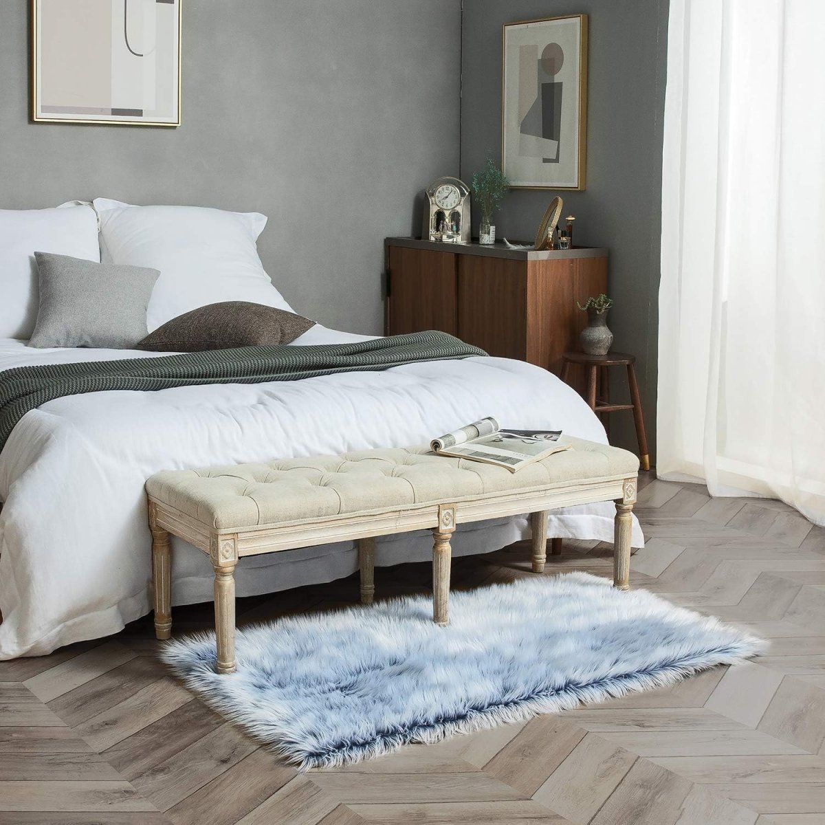 Ashler Faux Fur Rug, Fluffy White Small Sheepskin Rug, Ultra Soft 2x3 Ft Mat, Machine Washable Shag Mats, Nursery Throw for Bed, Living, Kids Room - Homesidy.com