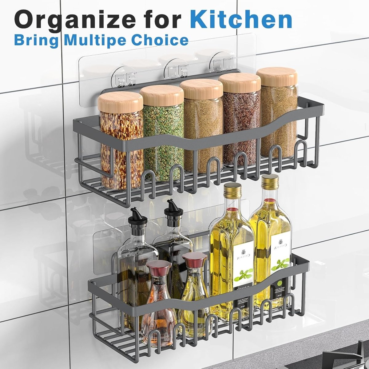 EUDELE 5 - Pack Rustproof Stainless Steel Shower Caddy Set– No Drill Adhesive Bathroom Organizer, Space - Saving Shower Shelves for Apartment Essentials, Bathroom/Kitchen Storage Home Decor - L Size - Homesidy.com