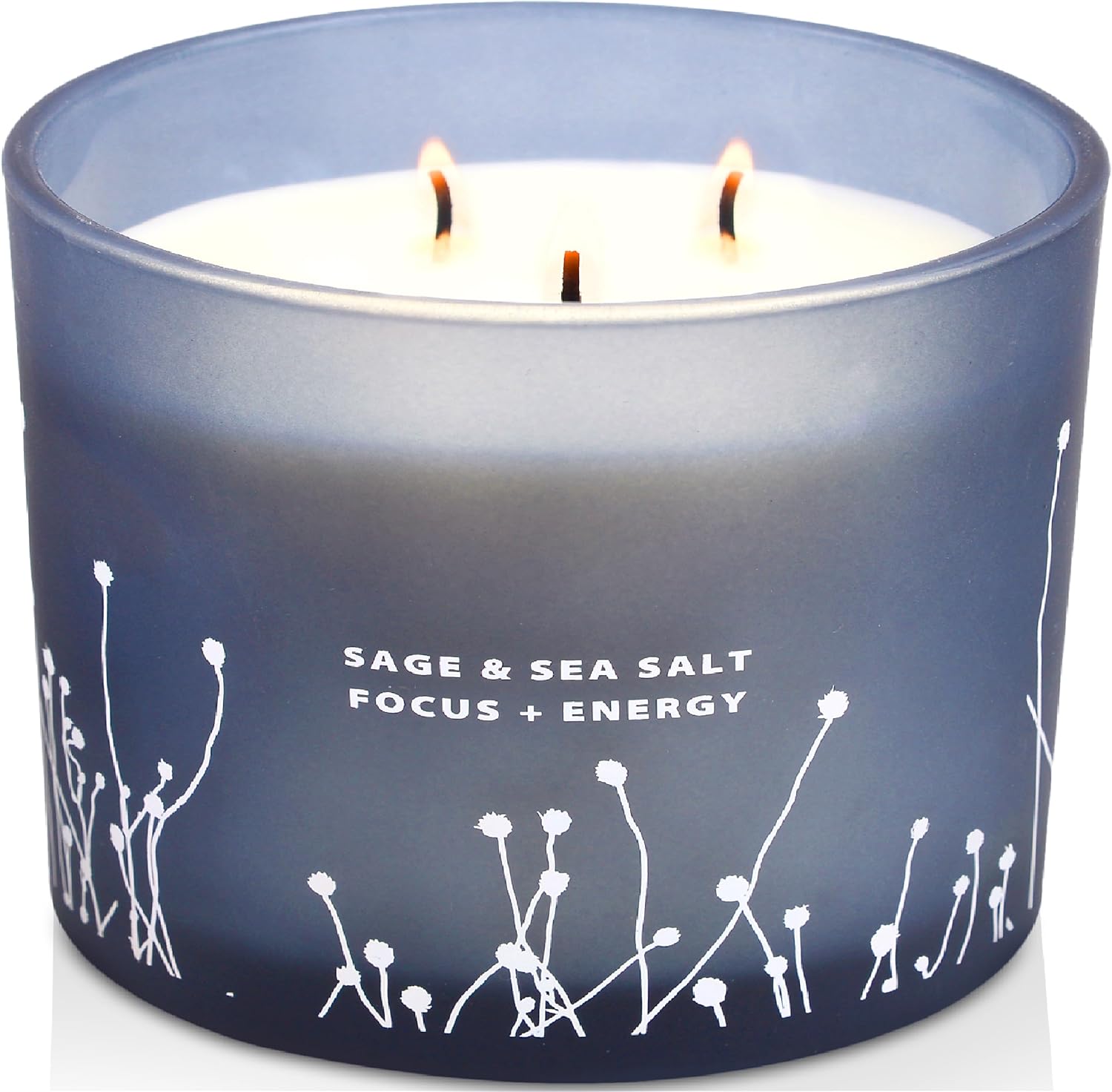 White Sage Sea Salt 3 Wick Candle - Large Soy Scented Candle 14.5 oz - Sage Candle for Cleansing House - Aromatherapy Energy Cleansing Candle for Home, Stress Relief, Women &amp; Men - Homesidy.com