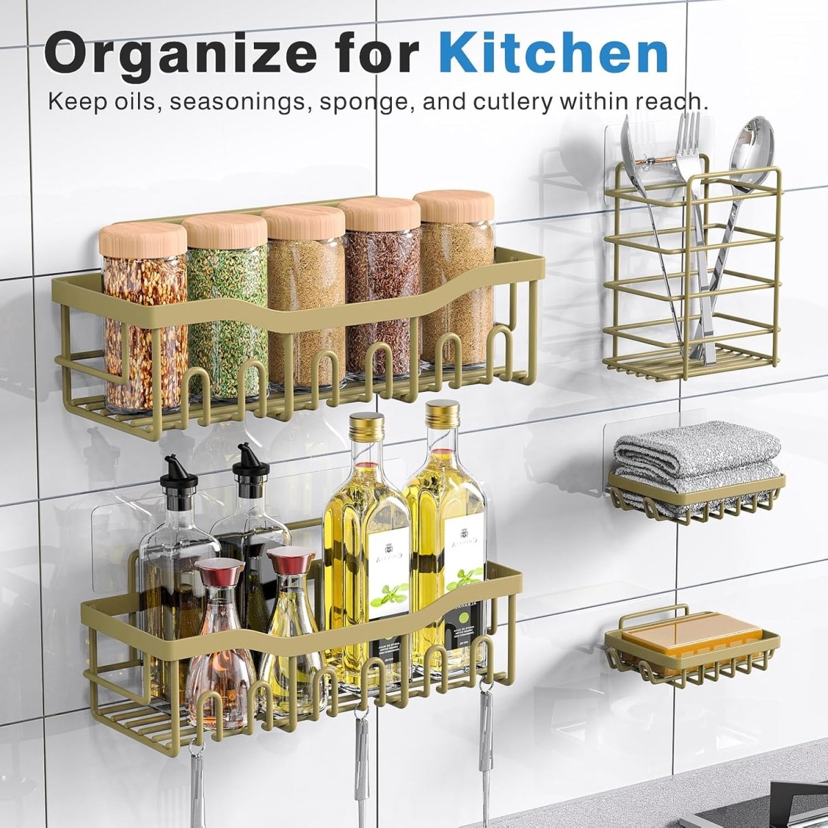 EUDELE Adhesive Shower Caddy, 5 Pack Rustproof Stainless Steel Bath Organizers With Large Capacity, No Drilling Shelves for Bathroom Storage &amp; Home Decor - Homesidy.com