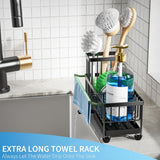Cisily Black Sponge Holder for Kitchen Sink, Sink Caddy Organizer with High Brush Holder, Kitchen Countertop Organizers and Storage Essentials, Rustproof 304 Stainless Steel, Soap Dispenser Organize - Homesidy.com