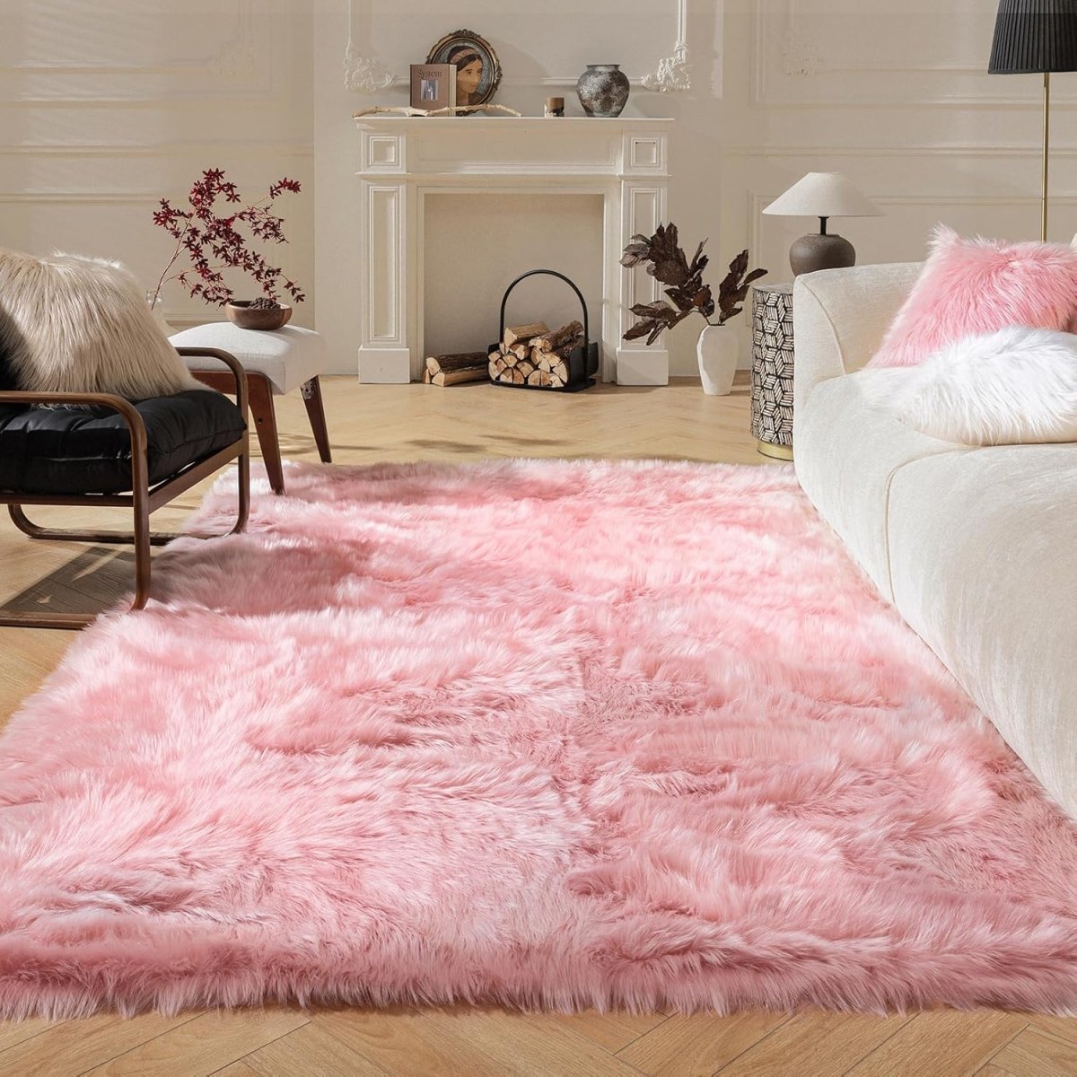 Ashler Faux Fur Rug, Fluffy White Small Sheepskin Rug, Ultra Soft 2x3 Ft Mat, Machine Washable Shag Mats, Nursery Throw for Bed, Living, Kids Room - Homesidy.com