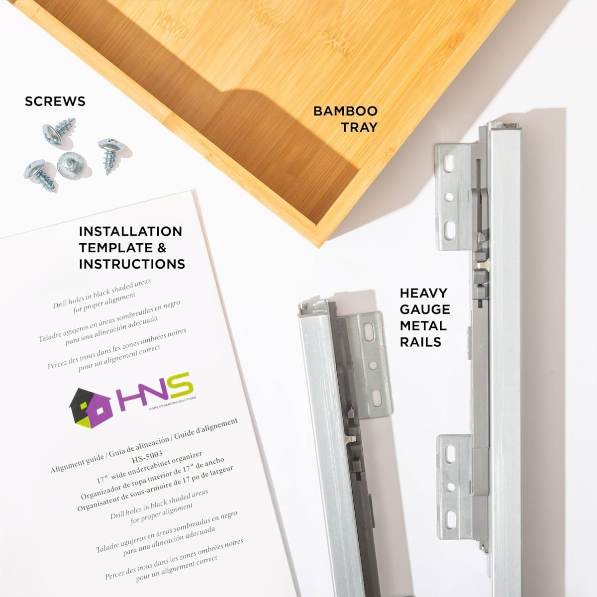 HOLDN’ STORAGE Bamboo Wooden Pull out Cabinet Organizer. 17&34; W x 21&34; D - Requires At Least a 18.25&34; W x 21&34; D.Cabinet Opening. W/Lifetime Limited Warranty. Bamboo Tray and Heavy gauge metal rails. - Homesidy.com