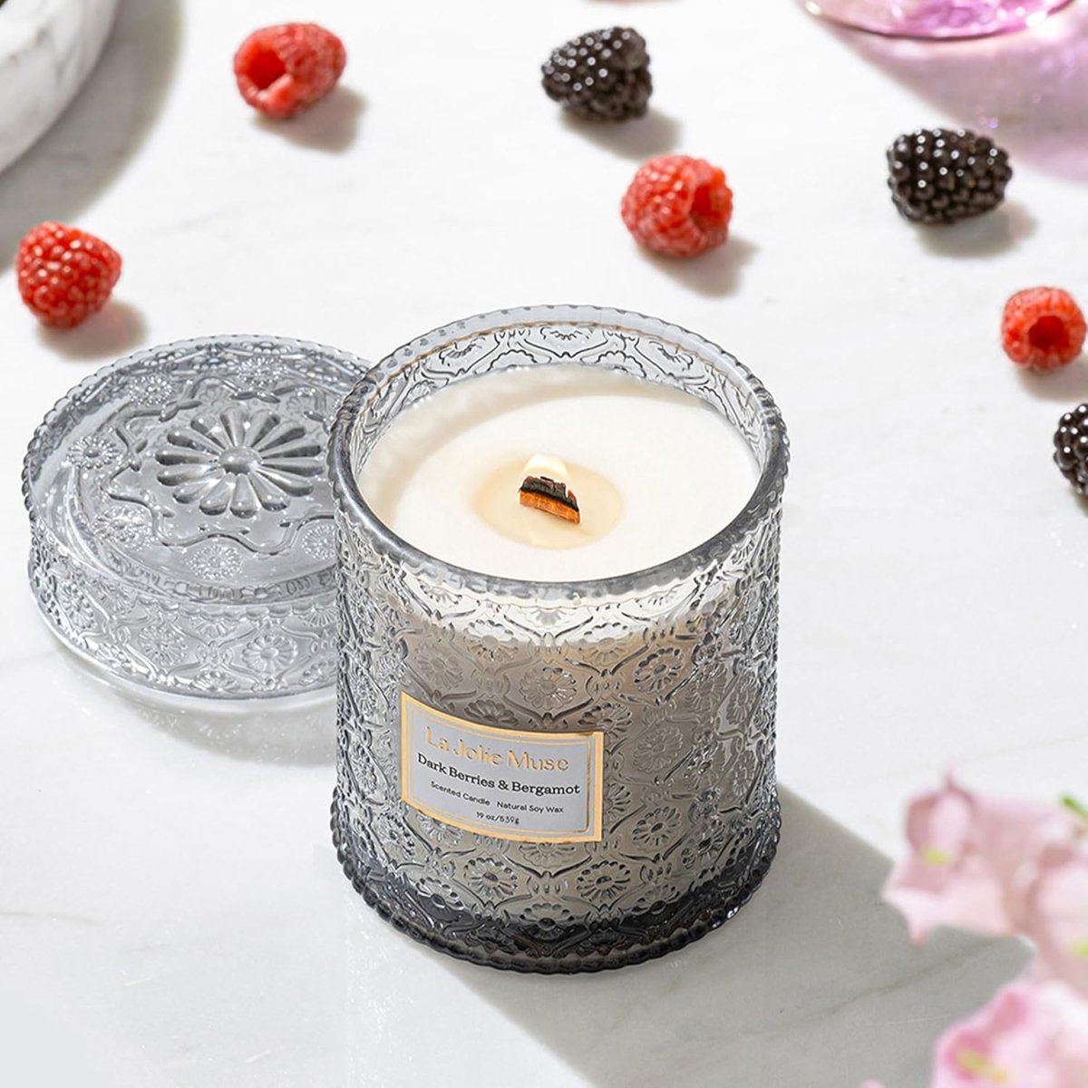 LA JOLIE MUSE Sahara Amber Candle – Bergamot, Clove &amp; Amber | 12 oz Large 2 - Wick Soy Wax Candle | 60 Hours Clean Burn | Gift - Ready for Hosts &amp; Gatherings | Elegant Home Décor - Homesidy.com
