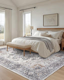 AMADA HOMEFURNISHING 8x10 Washable Area Rug, Low - Profile Large Area Rug with Non - Slip Backing &amp; Durable Edge Binding, Vintage Large Rugs for Living Room, Bedroom, Dinning Room - Homesidy.com