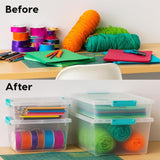 IRIS USA 6 Qt. Plastic Storage Bins Containers with Lids, 4 Pack, Small Sensory Bin, Craft Storage, Craft Organizers &amp; Storage, Organizing Container for Home, Office &amp; Art Supplies, Stackable, Clear - Homesidy.com