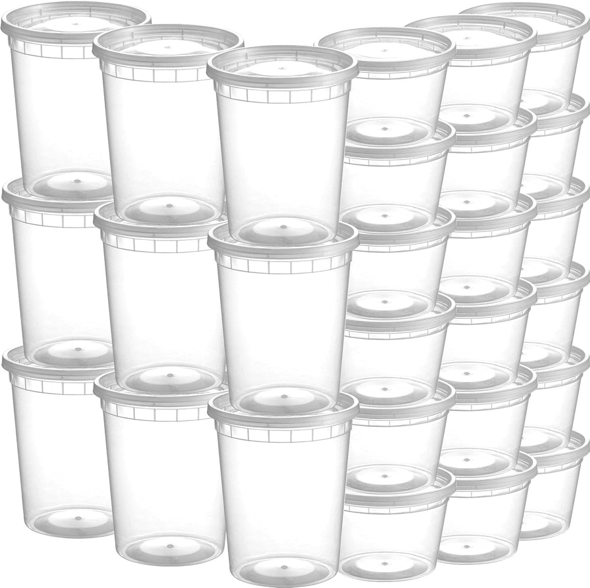 JoyServe Deli Food Storage Containers with Lids - (48 Sets) 24 - 32 Oz Quart Size &amp; 24 - 16 Oz Pint Size Plastic Airtight Takeout Meal Prep Storage, BPA - Free, Dishwasher, Microwave Safe - Homesidy.com