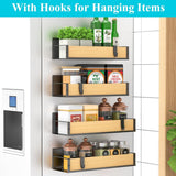 HuggieGems Metal 4 Pack Magnetic Spice Storage Rack Organizer for Refrigerator and Oven, Black Fridge Organizers and Storage - Homesidy.com