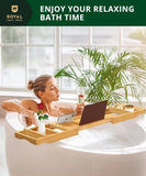 ROYAL CRAFT WOOD Bathtub Tray Caddy for Tub, Bamboo Bath Shelf, Premium Foldable Wood Bath Table, Expandable Bathtub &amp; Bathroom Accessories, New Home Gifts for Mom, Housewarming, Anniversary, Wedding - Homesidy.com