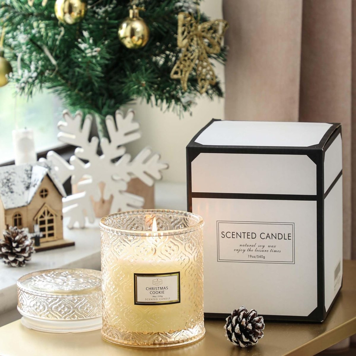 Frosted Cranberry Luxury Scented Candles - 19oz, 88hr Burn Time, Perfect Christmas Gifts for Women - Homesidy.com