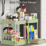 Ukeetap Multi - Purpose Pull - Out Storage Organizers, Under Sink/Cabinet Organizers and Storage for Bathroom &amp; Kitchen, Black, 12.8 Inches, 2 Packs - Homesidy.com