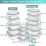 Razab 35 Pc Set Glass Food Storage Containers with Lids - Meal Prep Airtight Bento Boxes BPA - Free 100% Leak Proof (15 lids,15 glass &amp; 5 Plastic Sauce/Dip Containers) - Homesidy.com