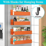 HuggieGems Metal 4 Pack Magnetic Spice Storage Rack Organizer for Refrigerator and Oven, Black Fridge Organizers and Storage - Homesidy.com