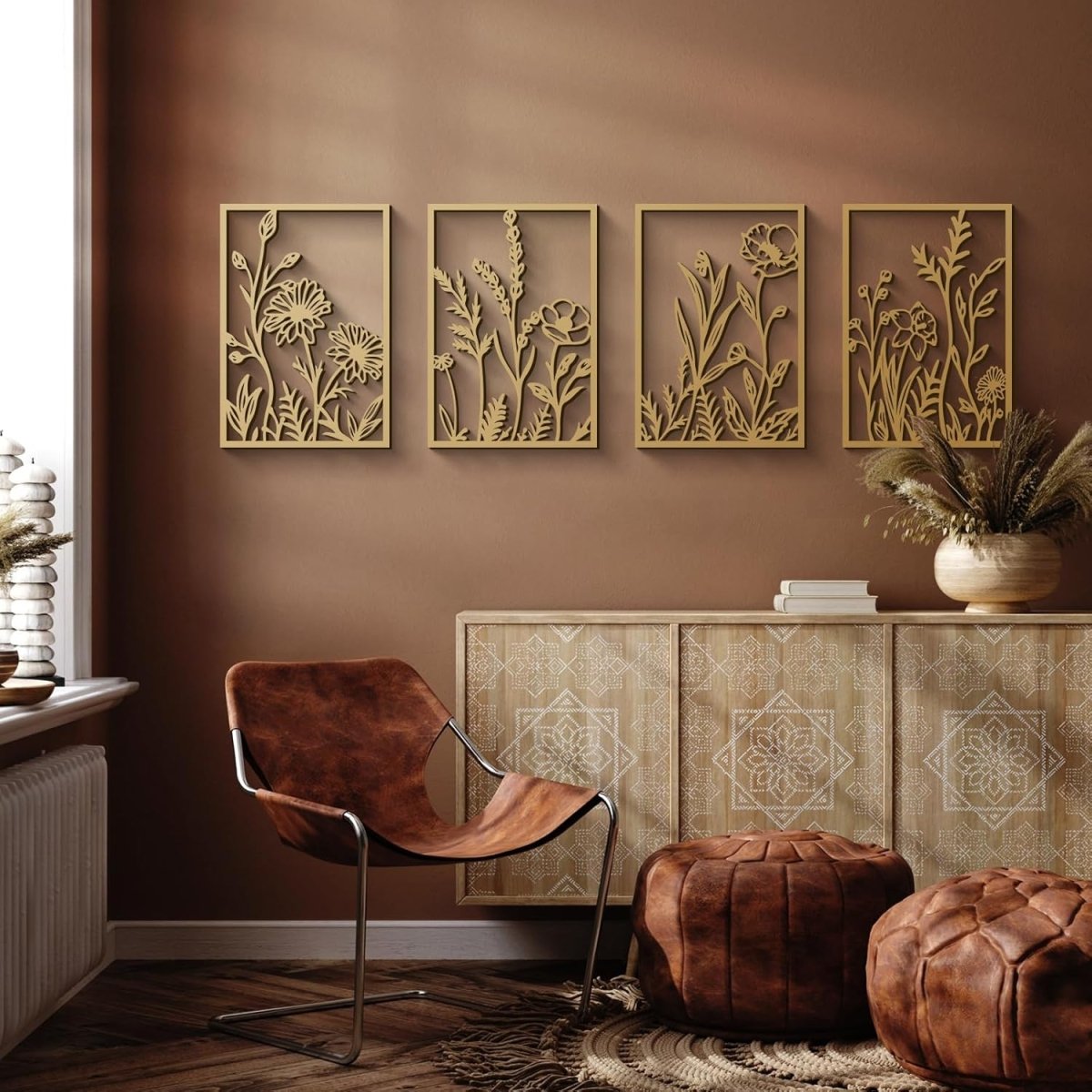 Glamativity 4 Pack Gold Wall Art Decor, Minimalist Single Line Real Metal Wall Art, Womans Body Shape Abstract Wall Art (Gold Classic Style, 17 x 11.8) - Homesidy.com