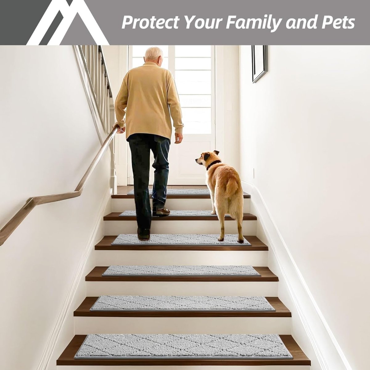 COSY HOMEER Edging Stair Treads Non - Slip Carpet Mat 28inX9in Indoor Stair Runners for Wooden Steps, Edging Stair Rugs for Kids and Dogs, 100% Polyester TPE Backing (15pc, Beige) - Homesidy.com