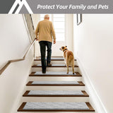 COSY HOMEER Edging Stair Treads Non - Slip Carpet Mat 28inX9in Indoor Stair Runners for Wooden Steps, Edging Stair Rugs for Kids and Dogs, 100% Polyester TPE Backing (15pc, Beige) - Homesidy.com