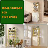 GloTika 3 - Tier Over The Toilet Storage, Space Saver Metal Bathroom Shelves, Freestanding Above Over Toilet Storage Shelf with 4 Hooks for Bathroom, Black - Homesidy.com