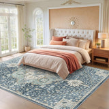 AMADA HOMEFURNISHING 8x10 Washable Area Rug, Low - Profile Large Area Rug with Non - Slip Backing &amp; Durable Edge Binding, Vintage Large Rugs for Living Room, Bedroom, Dinning Room - Homesidy.com