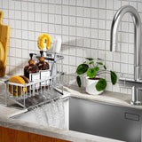 Cisily Kitchen Sink Caddy Organzier with High Brush Holder, Sponge Holder for Sink, 304 Rustproof Stainless, Kitchen Countertop Soap Dispenser Organizer, Kitchen Decor and Accessories - Homesidy.com