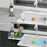 Cisily Black Sponge Holder for Kitchen Sink, Sink Caddy Organizer with High Brush Holder, Kitchen Countertop Organizers and Storage Essentials, Rustproof 304 Stainless Steel, Soap Dispenser Organize - Homesidy.com