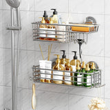 TAILI Shower Caddy Suction Cup 2 Pack with Hooks &amp; Soap holder, Heavy Duty Shower Organizer for Bathroom, No Drilling Bathroom Organizer with Large Capacity, Black Metal Storage Basket - Homesidy.com