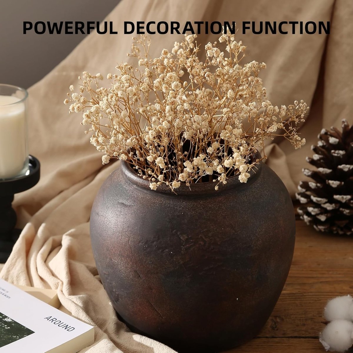 Rustic Vases for Home Decor. Ceramic Vase for Dining Table Decor. Terracotta Decorative Vase 6.1IN. ZSHLXM - Homesidy.com