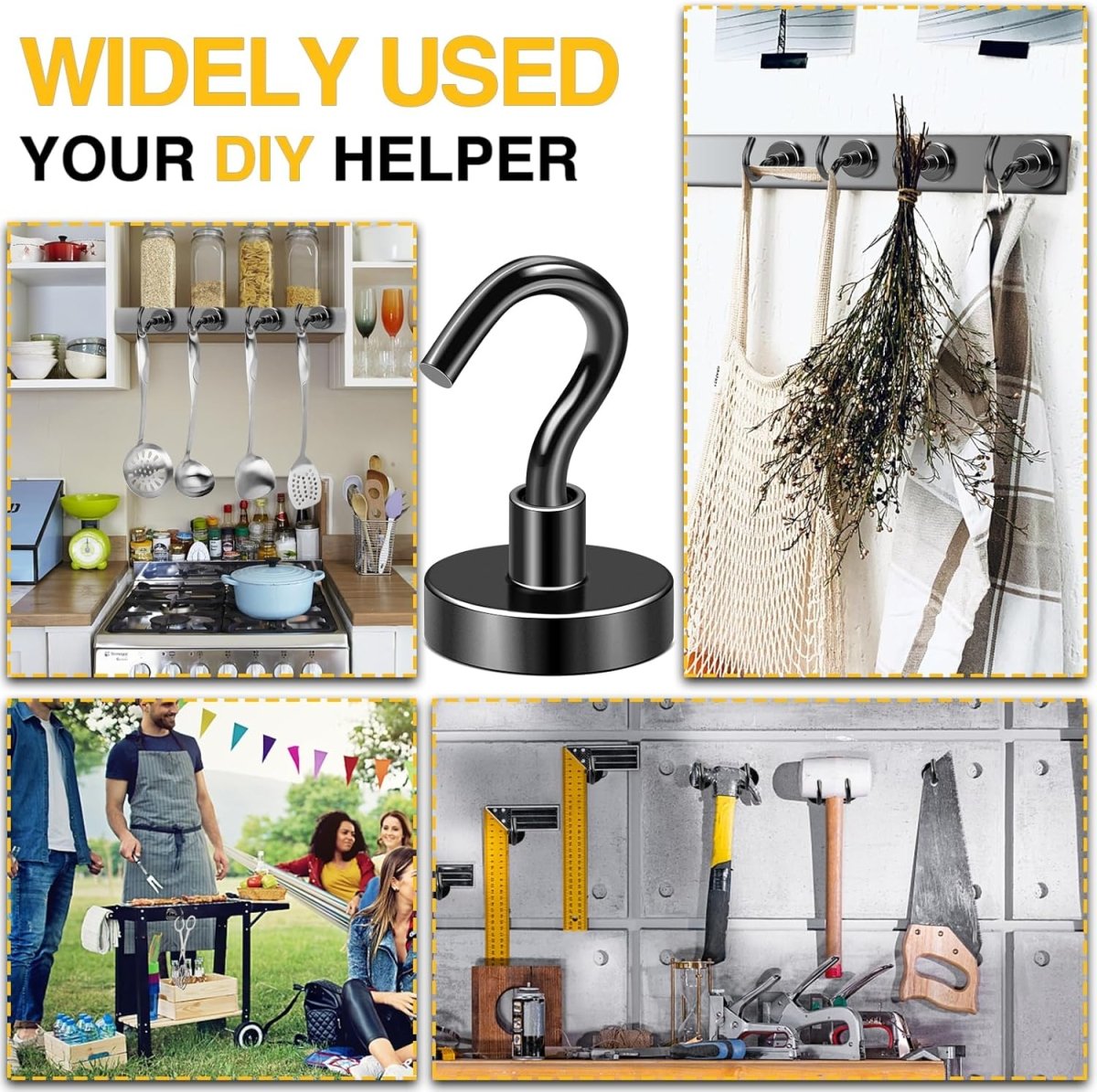 DIYMAG Garage Storage Hooks 6 Pack, 30lbs 2025 Cruise Cabin Ship Essentials N52 Magnetic Hook Heavy Duty Strong Wall Mount Magnets Fridge for Classroom Wall Mount Kitchen Grills Silver - Homesidy.com