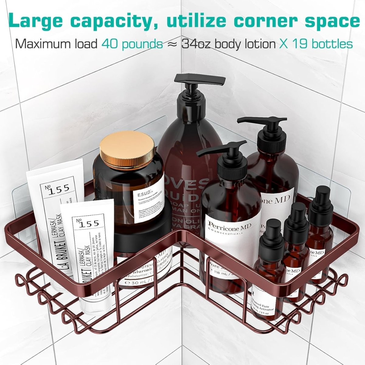 YASONIC Corner Adhesive Shower Caddy, with Soap Holder and 12 Hooks, Rustproof Stainless Steel Bathroom Organizer, No Drilling Wall Mounted Rack, Black, 3 - Pack - Homesidy.com