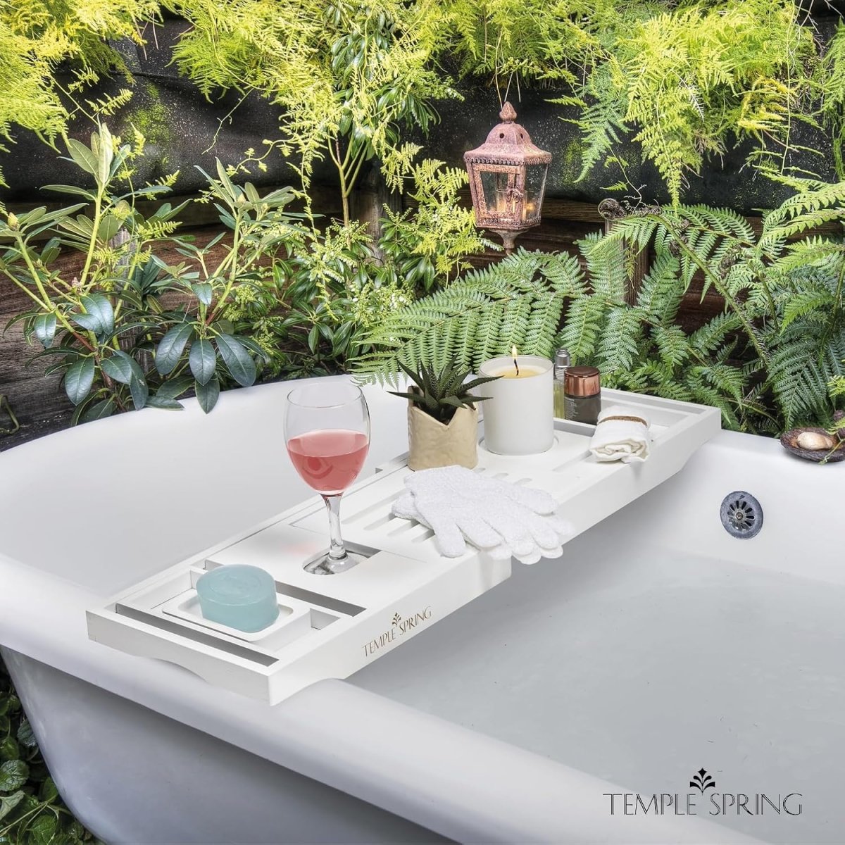 Temple Spring Wooden Bathtub Tray, Bamboo Bathroom Accessories, Bath Tray for Tub, at Home Spa Essentials, Board for Tub Table, Bath Caddy for Bathtub Accessories &amp; Bathroom Essentials – Natural - Homesidy.com