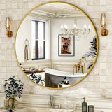 HARRITPURE Round Mirror 30 Black Wall Mounted Circle Mirrors Vanity Mirror with Brushed Aluminum Alloy Frame Modern Decoration for Bathroom, Living Room, Vanity, Bedroom, Entryway - Homesidy.com