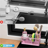 Cisily Kitchen Sink Caddy Organzier with High Brush Holder, Sponge Holder for Sink, 304 Rustproof Stainless, Kitchen Countertop Soap Dispenser Organizer, Kitchen Decor and Accessories - Homesidy.com