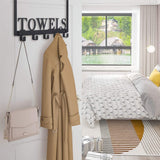 Kuhome Over The Door Hooks, Towel Holder for Bathroom, Door Mount Towel Rack Towel Hooks for Bedroom Beach Towels Bathrobe Wall Mount Hang on The Door Cabinet Cupboard Metal Sandblasted (Black) - Homesidy.com