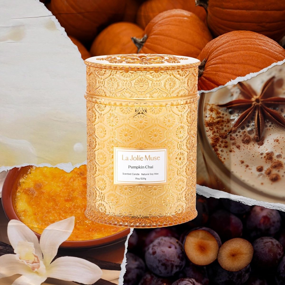 LA JOLIE MUSE Sahara Amber Candle – Bergamot, Clove &amp; Amber | 12 oz Large 2 - Wick Soy Wax Candle | 60 Hours Clean Burn | Gift - Ready for Hosts &amp; Gatherings | Elegant Home Décor - Homesidy.com