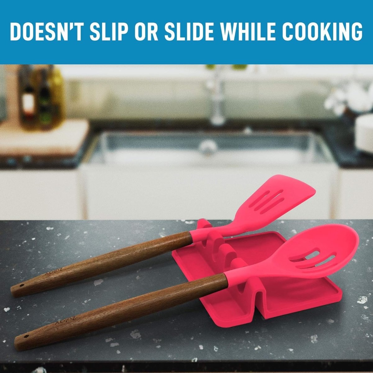 Zulay Kitchen Spoon Rest for Multiple Utensils High Heat - Resistant Silicone Drip Pad, BPA - Free Spoon Holder for Stove Top, Kitchen Gadget Holder for Ladles, Tongs, Cooking Spatula - Makes Great Gift - Homesidy.com