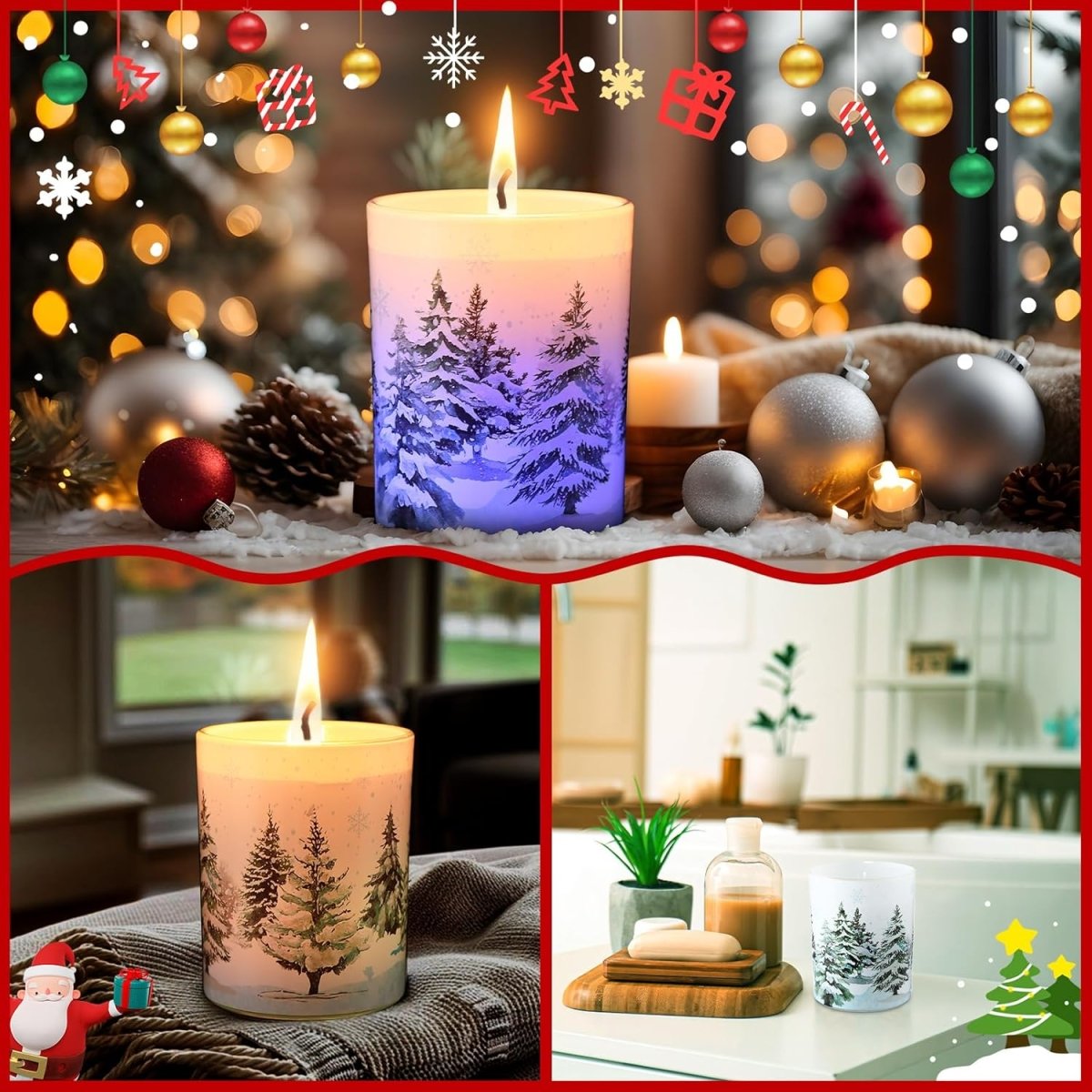 Electricwise Christmas Scented Candle Gift Set for Women, LED Xmas Candles Can Change Into 7 Colors, Winter Candle with 7.6oz Soy Wax Fir Holiday Candles for Christmas Women Gift(Snowman) - Homesidy.com