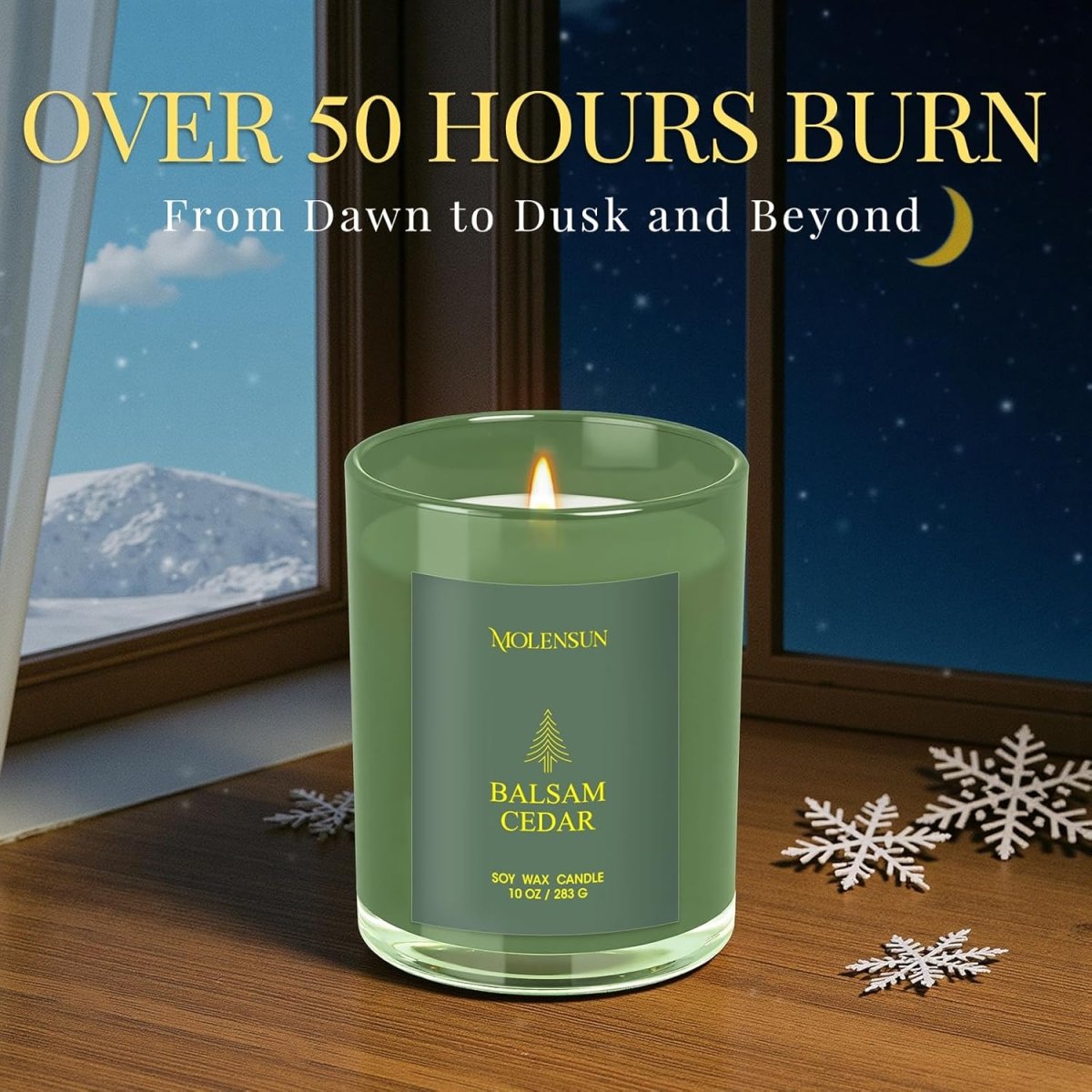 Balsam Cedar Candle, 10oz Soy Scented Candle for Home, Christmas Birthday &amp; Holiday Gifts for Women &amp; Men, Long Lasting 50 Hour Clean Non - Toxic Burn, Elegant Winter &amp; Christmas Festive Home Decor - Homesidy.com