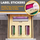 SpaceAid Bag Storage Organizer for Kitchen Drawer, Bamboo Organizer, Compatible with Gallon, Quart, Sandwich and Snack Variety Size Bag (1 Box 4 Slots) - Homesidy.com