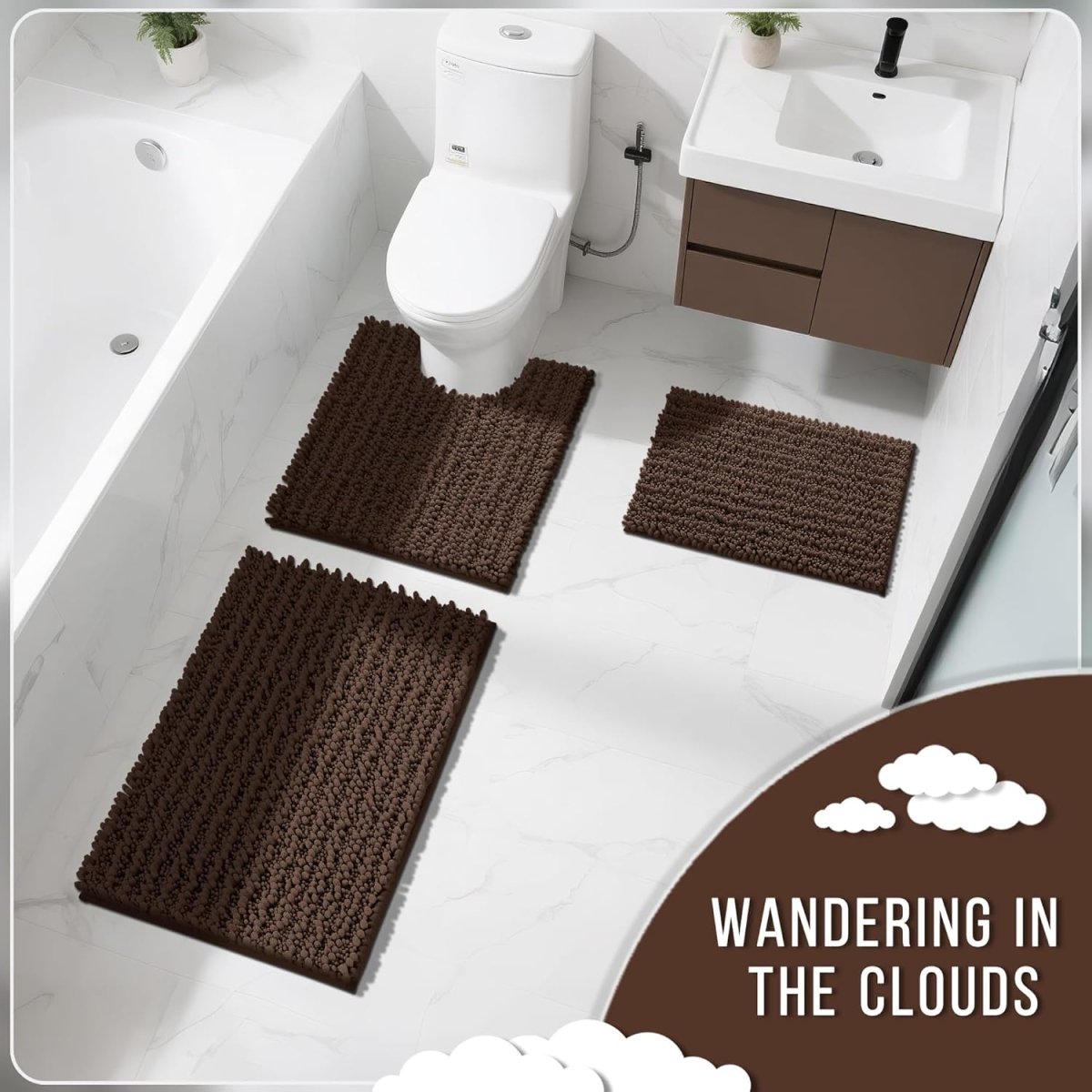 Yimobra Bathroom Rugs Non Slip Washable - Ultra Soft Absorbent Chenille Bath Mat, Quick Dry Shaggy Floor Carpet for Tub Shower, Gray Home Decor Accessories, 24x17 Inch - Homesidy.com
